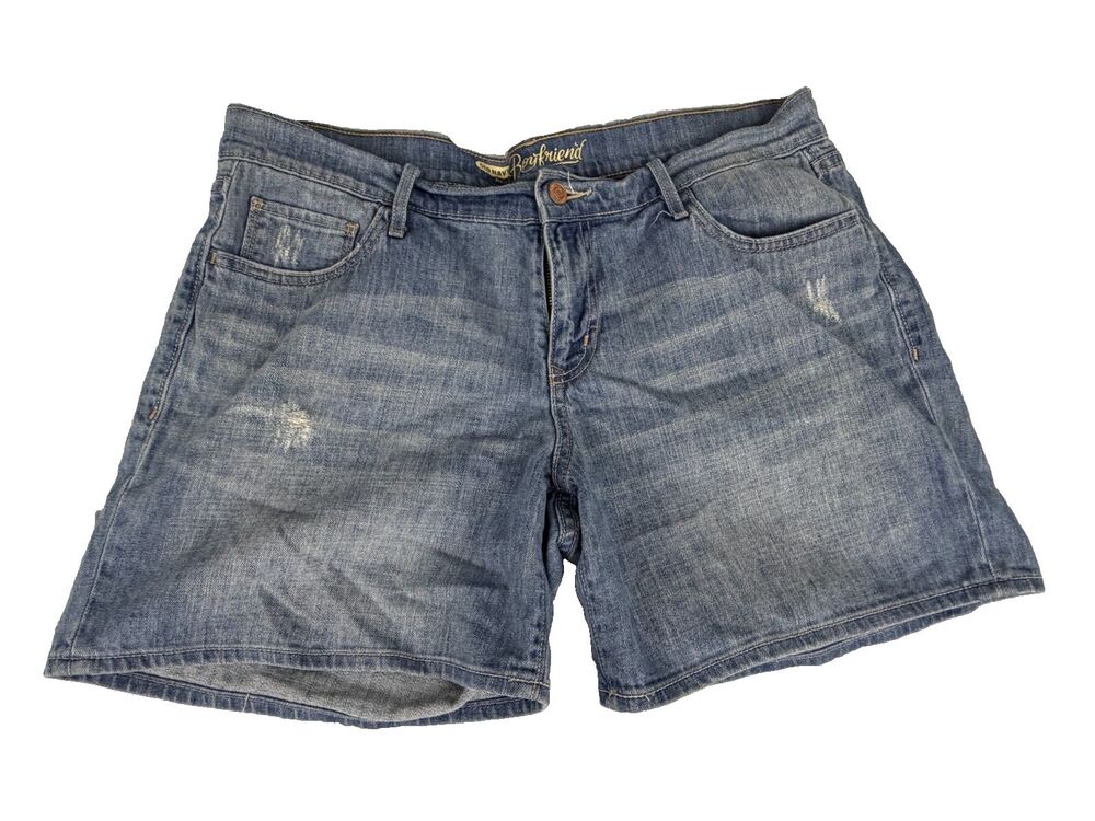 Old Navy Perfect Fit Denim Shorts Women 10 Mid Rise Stretch Distressed 5" Inseam
